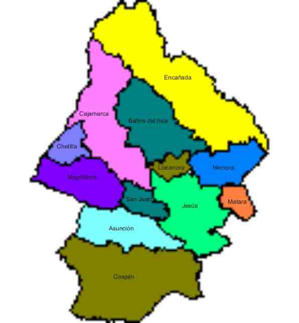 Mapa pol�tico de la provincia de Cajamarca.