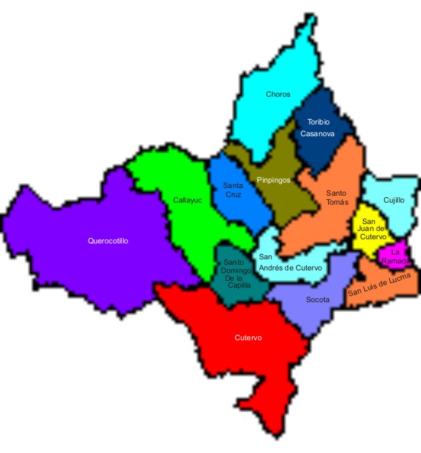 Mapa pol�tico de la provincia de Cutervo.